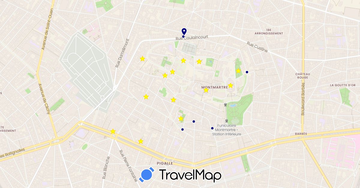 TravelMap itinerary: driving in France (Europe)